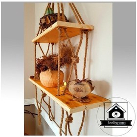 Resim Raf - Özel Kaliteli Masif- Duvar Rafı - Halatlı Raf - Kitaplık 