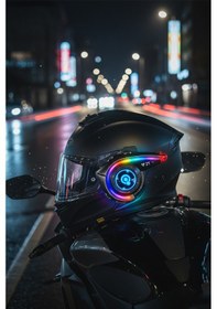 Resim Rgb Işıklı Bluetooth Motosiklet Kask Kulaklığı İnterkom Destekli Yüksek Ses Kalitesi 
