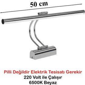 Resim Goes Flüt LED Aplik 50 cm 6500K Beyaz Işık | Modern Duvar Aydınlatma | Enerji Tasarruflu Banyo, Tablo ve Çalışma Masası Lambası 