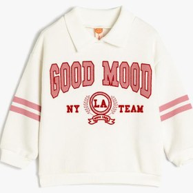 Resim Kız Bebek Uzun Kollu Pamuklu Şardonlu Polo Yaka Sweatshirt Şardonlu 