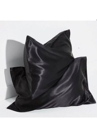 Resim 2 Li İpek Dokulu Saten Yastık Kılıfı 50x70 Siyah Mikrosaten, Saç Ve Cilt Dostu Çok Renkli 