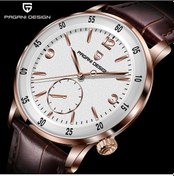 Resim Pagani Design Pd-1790 Erkek Saati 42mm 100 M Su Geçirmez Mekanik Paslanmaz Çelik Çerçeve Safir Cam Deri Kayış Saat Beyaz 