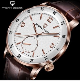 Resim Pagani Design Pd-1790 Erkek Saati 42mm 100 M Su Geçirmez Mekanik Paslanmaz Çelik Çerçeve Safir Cam Deri Kayış Saat Beyaz 