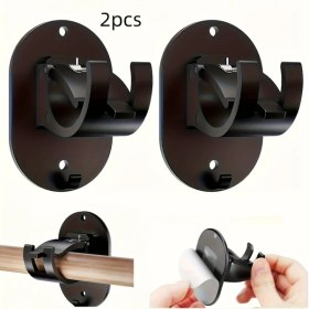 Resim Chuangyinshop Siyah 2li Delme Gerektirmeyen Ağır Hizmet Tipi Yapışkanlı Perde Askısı 