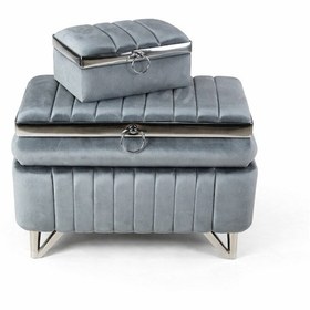 Resim Elasu Çeyiz Sandığı Amortisörlü 2li Gri Cetvel Model 