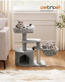 Resim Küçük Kedi Ağacı Tırmalama Direği, 68 Cm Açık Gri Renk 