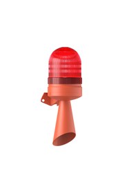 Resim MESAN Ø70 LED Flaşör 2 Ses Borulu Elektronik Siren Duvar Montaj Kırmız 