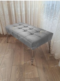 Resim Modern Dilim Puf Ayakucu Puf Gümüş Metal Ayak 100 45 Gri 