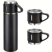 Resim 1 adet Vakumlu Termos, 500ml/16.9oz Paslanmaz Çelik Vakum Yalıtımlı Şişe ve 2 Bardak Kapağı, Seyahat Isıl Kapları Kahve Sıcak İçecek ve Soğuk İçecekler için, Okul Malzemeleri, İş Hediyeleri 