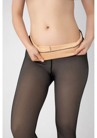 Resim Kadın Peluş Tayt Yüksek Bel Kışlık Termal Kadın Külotlu Çorap Ten Rengi Görünümlü Çok Renkli 