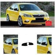 Resim Skoda Octavia Mk2 A5 Facelift Yarasa Ayna Kapağı Piano Black 2009 2010 2011 2012 2013 