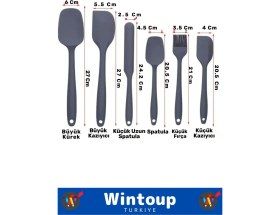 Resim Wintoup Özel Seri Gıda Sınıfı Bpa Içermeyen Mutfak Yemek Hazırlık Pratik 6 Parça Silikon Spatula Fırça Seti 