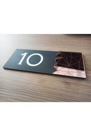 Resim Yönline Dekoratif Aynalı Kapı Numarası Pleksi Numara 