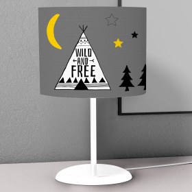 Resim instababyrooms Gri Çadır Desenli Çocuk Odası Dijital Baskılı Çocuk Odası Masaüstü Abajur Avize 