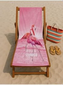 Resim denizlicotton Baskılı Plaj havlusu 80 x 150 cm, Deniz Havlusu, Şezlong Havlusu Hello Summer-75 x 150 