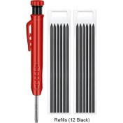 Resim Mingjin Shop 1 Kalem Siyah Set 2 Stili Katı Marangoz Kalem Seti Dolum Uçları ile Dahili Kalemtıraş Derin Delik Mekanik Kurşun Kalem Işaretleyici Ağaç Işleme Inşaat Aracı (Yurt Dışından) 