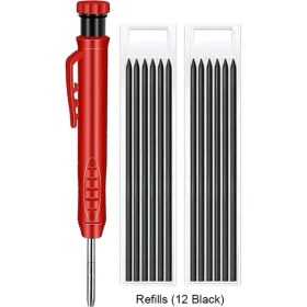 Resim Mingjin Shop 1 Kalem Siyah Set 2 Stili Katı Marangoz Kalem Seti Dolum Uçları ile Dahili Kalemtıraş Derin Delik Mekanik Kurşun Kalem Işaretleyici Ağaç Işleme Inşaat Aracı (Yurt Dışından) 