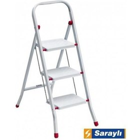 Resim Saraylı Pratik Metal Merdiven Beyaz 3 Basamaklı 