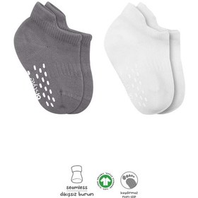 Resim 2'li Sneakers Kaymaz Colours Penye Çorap Bs20104 Gri Beyaz Renkli Çok Renkli 