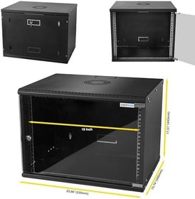 Resim 9U Duvar Tipi Soft Serisi Network Server Kabinet, 400mm Derinlik, Server Rack Kabinet Muhafazası, 4mm Temperli Darbelere Karşı Dayanıklı Ön Cam Panel, IT Ekipmanları Muhafaza kabini 