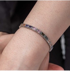 Resim Gümüş Mix Taşlı Su Yolu Kadın Bileklik Gümüş - Rose Gold 