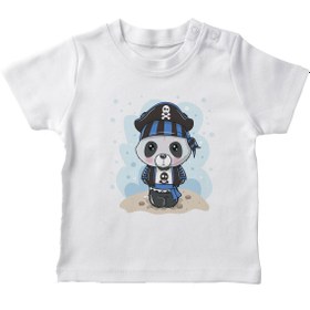 Resim Angemiel Baby Korsan Panda Erkek Bebek Tişört Beyaz B0360MDBBKETSRT 