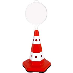 Resim İleri Trafik Klasik Kedi Gözlü Ağırlıklı Boş Levhalı Trafik Koni Seti Trafik Dubası (Yuvarlak) 