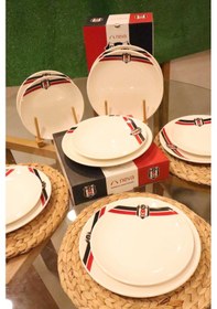 Resim Dekomus İle Lisanslı Beşiktaş 6 Kişilik 12 Parça Porselen Servis Tabağı Ve Pasta Tabağı Seti 
