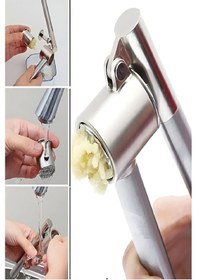 Resim Sarımsak Ezici Konics Yuvarlak Paslanmaz Çelik Ezme Aparatı Presi 