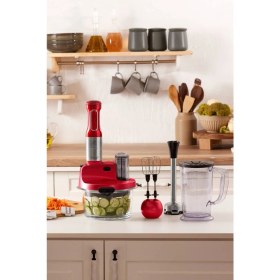 Resim Karaca Mastermaid Prosteel Cam Mutfak Robotu Uzun Blender Ayaklı 6 Bıçaklı 2500 W Imperial Red 