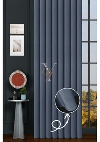 Resim İpek Kadife Fon Perde V-15 İndigo İndigo 