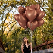 Resim 10 adet 18 İnç Kahve Kalp Folyo Balonlar Düğün, Doğum Günü, Sevgililer Günü, Yıldönümü Parti Süslemeleri Aşk Balonları 