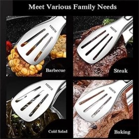Resim Mutfak Maşası, Gıda Sınıfı 304 Paslanmaz Çelik Mutfak Maşası, Kolay Temizlenebilir Pişirme Maşası, Kolay Kavrama Metal Barbekü Maşası, Kızartma Maşası Gereçleri Için Pişirme Mutfak Maşası 