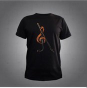 Resim Herşey Nota Keman Tshirt Black Unisex 001 