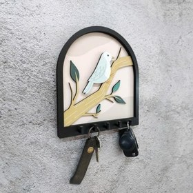 Resim caju art & decoration Ağaç Dalında Kuş Katmanlı Tasarım Duvar Askılık Anahtarlık Duvar Dekoru 