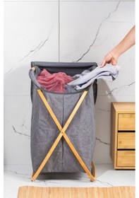 Resim Porsima Mio-100 Bambu Banyo Kirli Çamaşır Sepeti Banyo Düzenleyici Sepet Renkli 