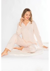 Resim Alperi Uzun Kol Pijama Takım Sade Şık Mevsimlik Viskon Alper 790-73 SOMON 