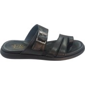 Resim 6057 Erkek Siyah Deri Parmak Arası Tokalı Terlik 