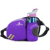 Resim Mor Renkli Nylon Spor Bel Çantası - Koşu, Bisiklet, Dağcılık İçin Su Bardaklı, Hafif, Ventileli, Cüzdan Telefon Anahtar Taşıma Mor Mor 