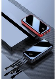 Resim Intouch 20000Mah Prime Dijital Göstergeli Çoklu Kablolu Powerbank,Kırmızı 