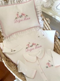 Resim Rabbit Pink Organik Yenidoğan Seti - 4 Parça Set / Biyeli Battaniye & Knot Şapka 