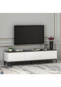 Resim İmaj Tv Ünitesi, Tv Sehpası Traverten/gold - Beyaz Beyaz 