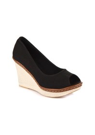 Resim Fox Shoes Siyah Kadın Dolgu Topuklu Ayakkabı 9674040305 