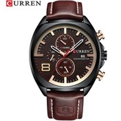 Resim Curren 8324 Altı El Deri Kayış Takvimli Su Geçirmez Erkek Saati, Renk: Beyaz Kabuk Beyaz Kahverengi - Siyah 