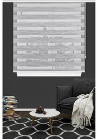 Resim Çift Mekanizmalı Zebra Stor Güneşlik Perde 07 Gri Mutfak Balkon Perdesi Çocuk Yatak Odası Perdesi Gri 