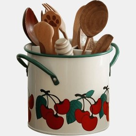 Resim 1 Adet Retro Mutfak Çatal Bıçak Tutucu ve Yemek Çubukları Saklama Sepeti, İç Bölümlü Su Süzme Özellikli Küf Önleyici Raf 