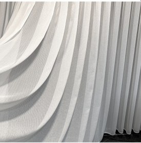 Resim Perdefony Sıralı Mat Çelik Düz Tül Perde Dökümlü ve Gramajlı 