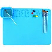 Resim Yeniden kullanılabilir Silikon Sanat Matı Öğrenciler ve Sanatçılar için - Yeniden kullanılabilir Doodle Tahtası, Fırça Tutucu ile Yağlı Boyama Matı (Fırçalar Dahil Değildir) - 40x31cm/15.75"x12.2" - Mavi, Pembe, Mor 