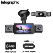 Resim Dream011 4 Kanallı Hd Araç Kamerası 1080p 720p Ön Sol Sağ Arka 3.0 Lcd Ekran Gece Görüşü 64gb Hafıza Kartlı 