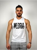 Resim Black İstanbul Muscle Guys Baskılı Kapüşonlu Fitness Atleti 